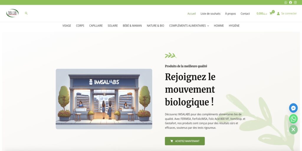 Site e-Commerce pour IMSA-Labs réalisé par VersaTech